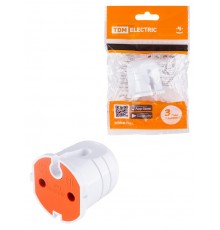 Кабельная розетка б/з белая с красной вставкой 10А 250B белая  SQ1806-0213  TDM