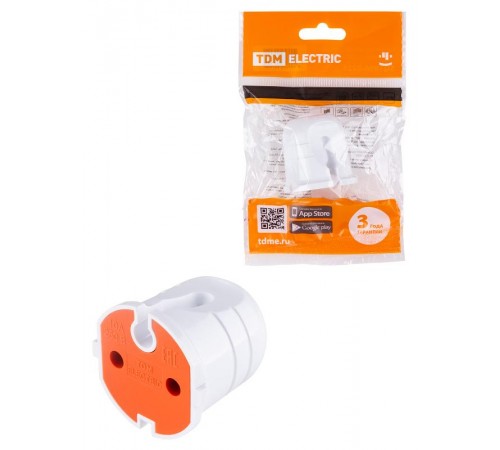 Кабельная розетка б/з белая с красной вставкой 10А 250B белая  SQ1806-0213  TDM