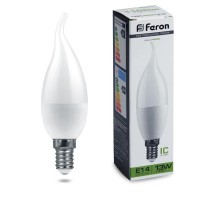 Лампа светодиодная, (13W) 230V E14 4000K С37T, LB-970  38113  FERON