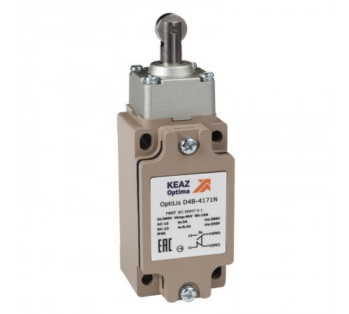 Выключатель концевой OptiLiS D4B-4172N толкатель роликовый поперечный металлический EN 50041 XCKJ103H29  365334  КЭАЗ