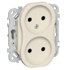 FLITE Розетка 2-ая без заземления без шторок 10А РС02-0-ФлСл сливочный  FI-R20-10-K86  IEK