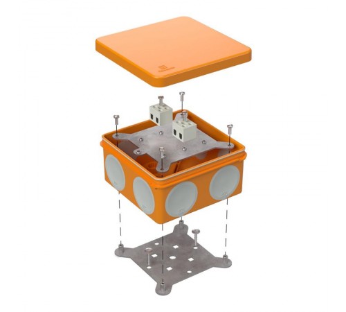 Коробка огнестойкая для о/п двухкомпонентная 60-0300-FR2.5-4 Е15-Е60 (латунь) 100х100х50 IP66 4p, 2.5 мм.кв. 60-0300-FR2.5-4-Е60  Промрукав