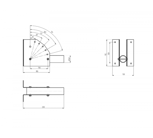 Кронштейн для уличного светильника с перемен углом SPP-AC2-0-230-060 230*150*130 d60mm  Б0047650  ЭРА