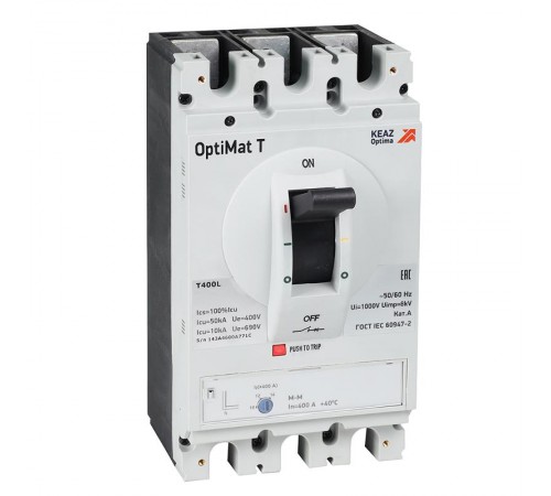 Выключатель автоматический с блоком защиты от токов утечки OptiMat T630S-RCA TM 630A 4P  357096  КЭАЗ