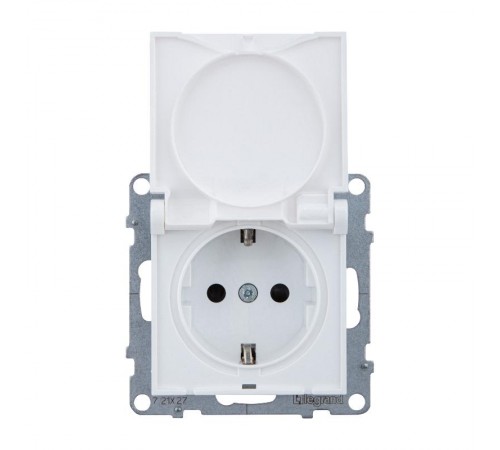 SUNO Силовая розетка 2К+З 16А 250В. С крышкой IP21. С защитными шторками. Безвинтовые зажимы Цвет "Белый"  721127  Legrand
