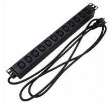 SHE19-12IEC-2.5EU Блок розеток для 19" шкафов, горизонтальный, 12 розеток IEC320 C13, 482.6x44.4x44.4мм  426787  Hyperline