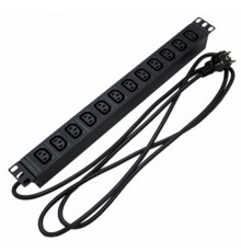 SHE19-12IEC-2.5EU Блок розеток для 19" шкафов, горизонтальный, 12 розеток IEC320 C13, 482.6x44.4x44.4мм  426787  Hyperline