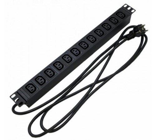 SHE19-12IEC-2.5EU Блок розеток для 19" шкафов, горизонтальный, 12 розеток IEC320 C13, 482.6x44.4x44.4мм  426787  Hyperline