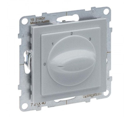 SUNO Выключатель вентилятора 4-позиционный. Винтовые зажимы. Цвет "Алюминий"  721340  Legrand