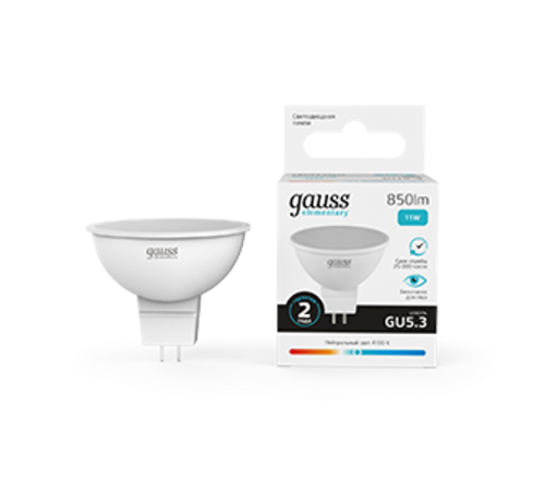 Лампа светодиодная Elementary MR16 11W 850lm 4100K GU5.3 LED 1/10/100  13521  Gauss