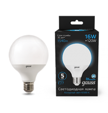 Лампа светодиодная G95 16W 1400lm 6500K E27 LED 1/20  105102316  Gauss