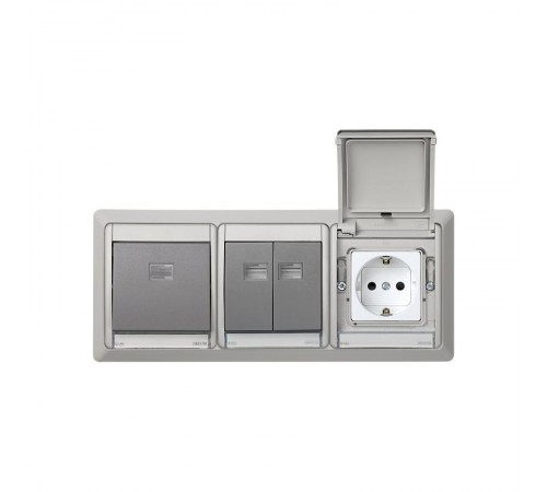 Simon 44 Aqua Основание под 3-местную рамку, IP55, скрытый монтаж, 246х104мм, S44 Aqua, серый  4400630-035  Simon