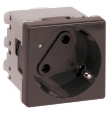 Simon Connect Розетка с заземл. 2P+E с блокиров.вставкой, модуль К45, безвинт.зажим,16А, 250В, графит  KS11-14  Simon