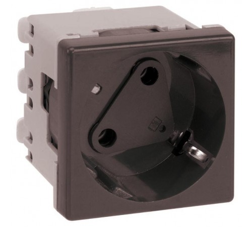 Simon Connect Розетка с заземл. 2P+E с блокиров.вставкой, модуль К45, безвинт.зажим,16А, 250В, графит  KS11-14  Simon