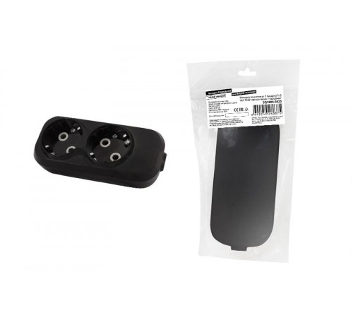 Колодка розеточная 2 гнезда 2П+З 16А 250В черная серии "Народная"  SQ1806-0423  TDM