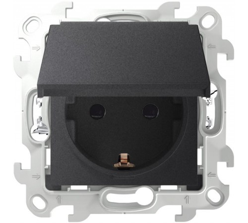 Simon 24 Графит Розетка 2К+З IP44 Push&Go  2420448-038  Simon