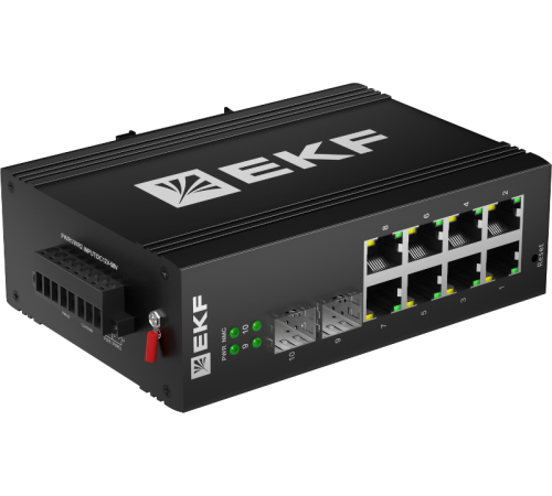 Промышленный управляемый коммутатор уровня L2 ML2-2GX/SFP-8GTP, 2 порта 1000Base-X SFP, 8 портов 10/100/1000Base-T(X) RJ45 c PoE, монтаж на динрейку T