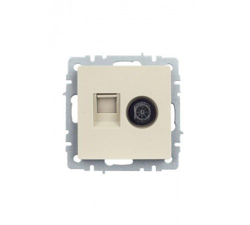 BRITE Розетка двойная TV+RJ45 кат.5E РТВ/РК12-БрКр бежевый  BR-AK20-1-K10  IEK