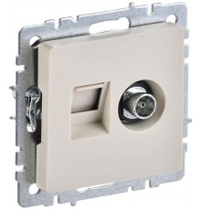 BRITE Розетка двойная TV+RJ45 кат.5E РТВ/РК12-БрКр бежевый  BR-AK20-1-K10  IEK