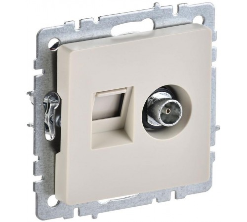 BRITE Розетка двойная TV+RJ45 кат.5E РТВ/РК12-БрКр бежевый  BR-AK20-1-K10  IEK