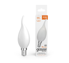 Лампа светодиодная   Basic Filament Свеча на ветру 4,5W 380lm 2700К Е14 milky  LED 1/10/50  1045115  Gauss