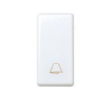 Simon 27 Выключатель 1-кл кнопочный с пиктограммой "звонок", 10А 250В, узкий модуль, S27, белый  27150-64  Simon