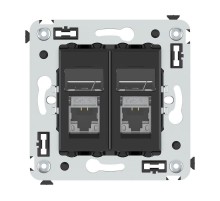 Компьютерная розетка RJ-45 в стену, кат.6 экранированная двойная,"Avanti", "Черный матовый"  4412394  DKC
