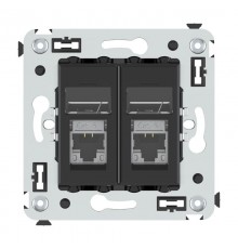 Компьютерная розетка RJ-45 в стену, кат.6 экранированная двойная,"Avanti", "Черный матовый"  4412394  DKC