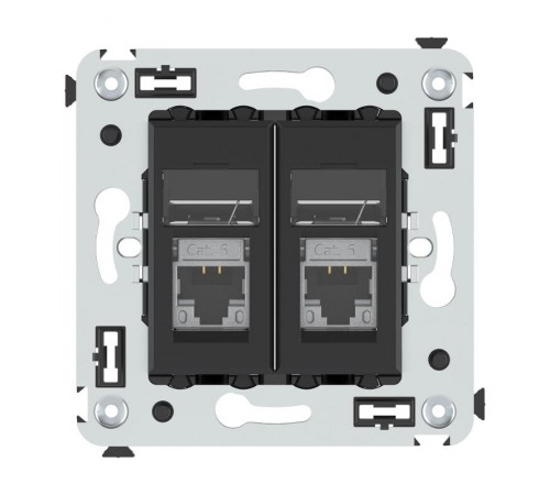 Компьютерная розетка RJ-45 в стену, кат.6 экранированная двойная,"Avanti", "Черный матовый"  4412394  DKC