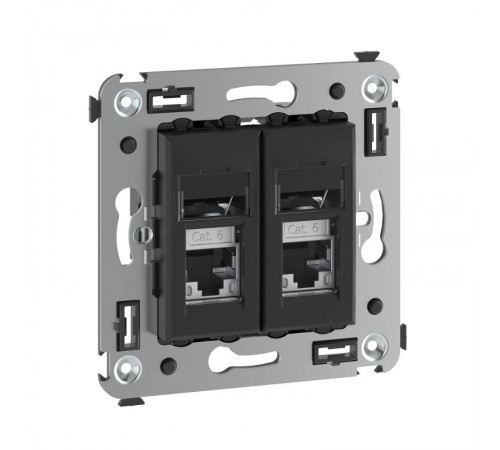 Компьютерная розетка RJ-45 в стену, кат.6 экранированная двойная,"Avanti", "Черный матовый"  4412394  DKC