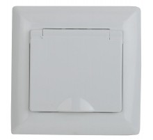 4-209-01 Розетка 2P+E Schuko с крышкой штор., 16А-250В, СУ, IP44, Solo, белый  Б0043361  intro