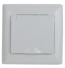 Розетка Intro Solo 4-203-01 с заземлением 2P+E Schuko с крышкой, 16А-250В, IP20, СУ, белый  Б0053657  Intro