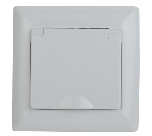 4-209-01 Розетка 2P+E Schuko с крышкой штор., 16А-250В, СУ, IP44, Solo, белый  Б0043361  intro