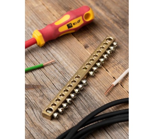 Шина PEN "ноль-земля" (6х9мм) 16 отверстий латунь крепеж по центру EKF PROxima  sn0-63-16  EKF