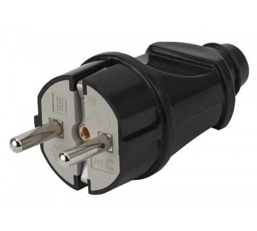 Vx2-B ЭРА Вилка с/з прямая 16A черная (24/240/5040)  Б0039674  ЭРА