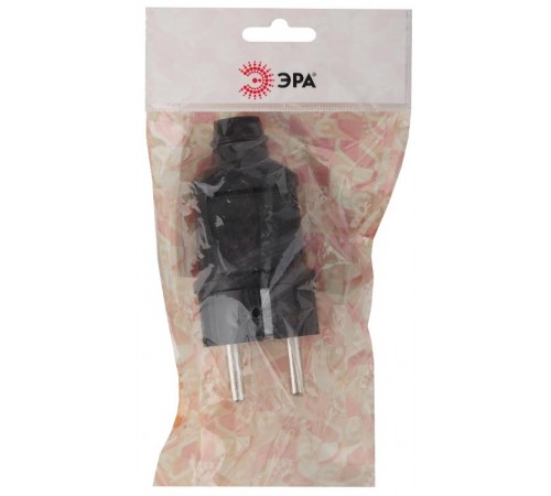 Vx2-B ЭРА Вилка с/з прямая 16A черная (24/240/5040)  Б0039674  ЭРА