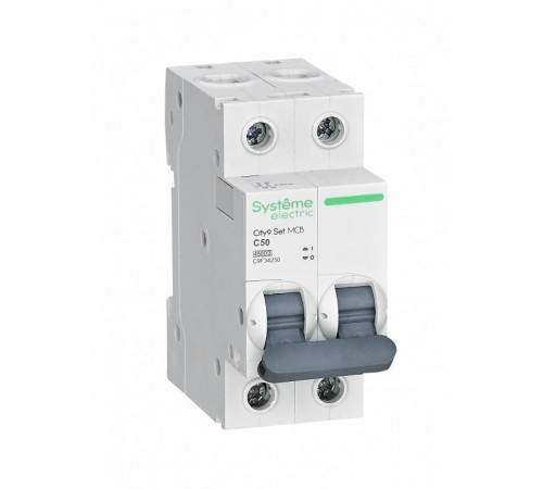 Выключатель автоматический двухполюсный 50А С 4.5kA City9  C9F34250  SE