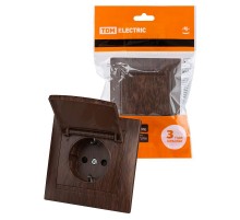 Розетка 2П+З 16А 250В IP44 с защ. шт. с крышкой венге "Лама"  SQ1815-0414  TDM