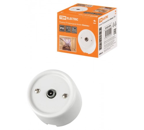 Розетка TV проходная белая "Болонь"  SQ1820-0054  TDM