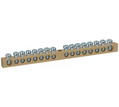 Шина  NO-122-18 PEN земля-ноль 6х9мм 16/1 латунная с креплениями по центру   Б0047232  ЭРА