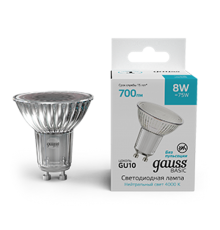 Лампа светодиодная   Basic MR16 8W 700lm 4000K GU10 LED 1/10/100  10106282  Gauss
