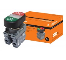Кнопка двойная MPD3-11С (зеленая/красная) (LED) в сборе d22мм/220В (ON/OFF)  линза прозрачная  SQ0747-0053  TDM