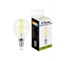 Лампа светодиодная, (15W) 230V E14 4000K прозрачная, LB-515  38250  FERON