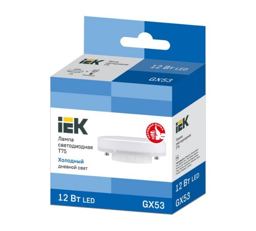Лампа светодиодная LED T75 таблетка 12Вт 230В 6500К GX53  LLE-T80-12-230-65-GX53  IEK