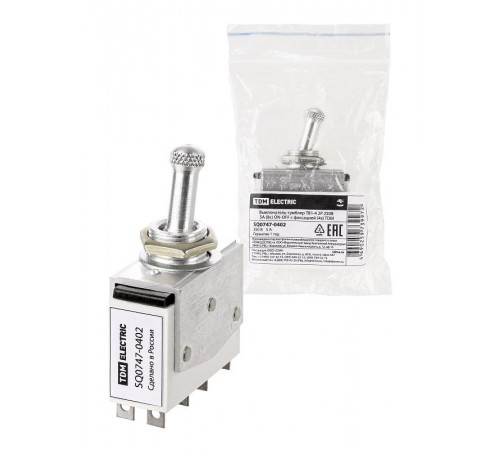 Выключатель-тумблер ТВ1-4 2P 250 В 5 А (8c) ON-OFF с фиксацией (4з)  SQ0747-0402  TDM