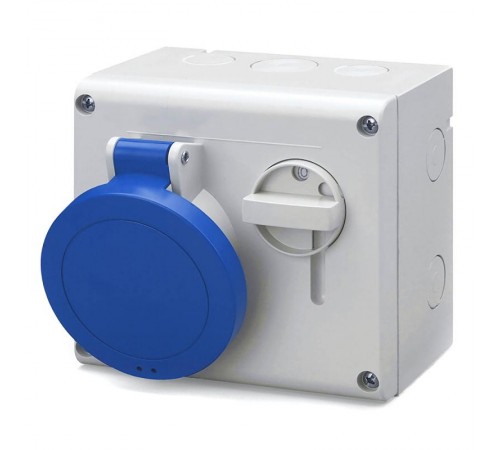 Розетка наружной уст. с механической блокировкой и верхним расположением разъема IP44 32А 2P+E 230В  DIS5003283  DKC