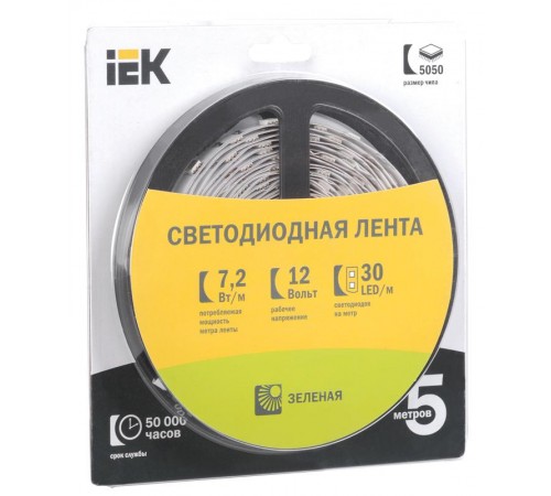 Лента светодиодная LSR-5050G30 7,2Вт 12В зеленый IP20 5м  LSR2-5-030-20-1-05  IEK