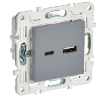 SKANDY Розетка USB A+C 18Вт SK-R13Gr серый  SK-U22-018-K03  IEK