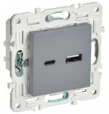 SKANDY Розетка USB A+C 18Вт SK-R13Gr серый  SK-U22-018-K03  IEK