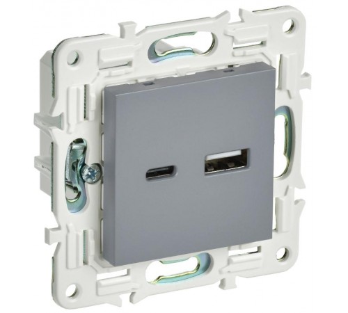 SKANDY Розетка USB A+C 18Вт SK-R13Gr серый  SK-U22-018-K03  IEK